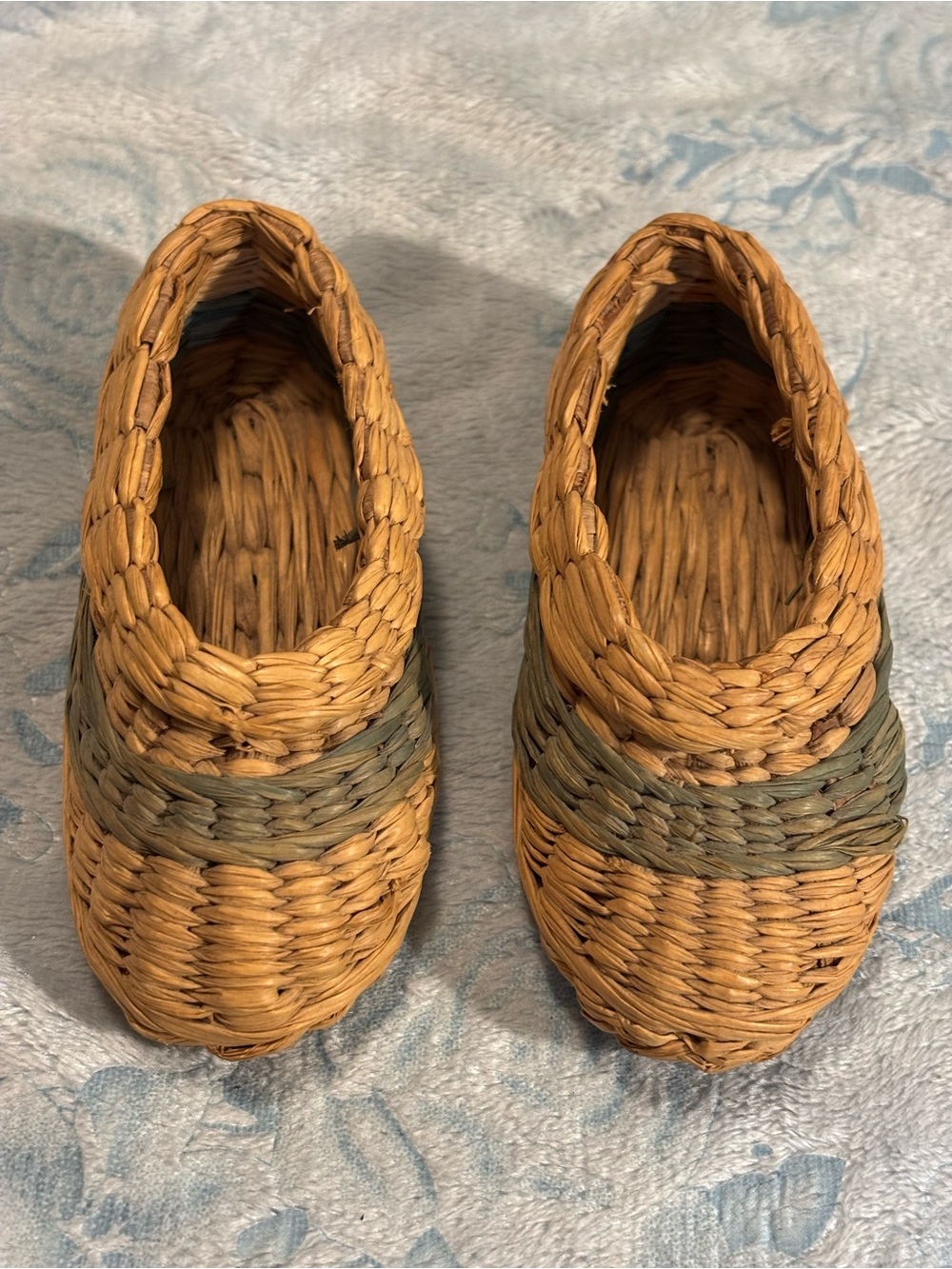 Woven Slip-On Shoes in Natural Brown and Olive